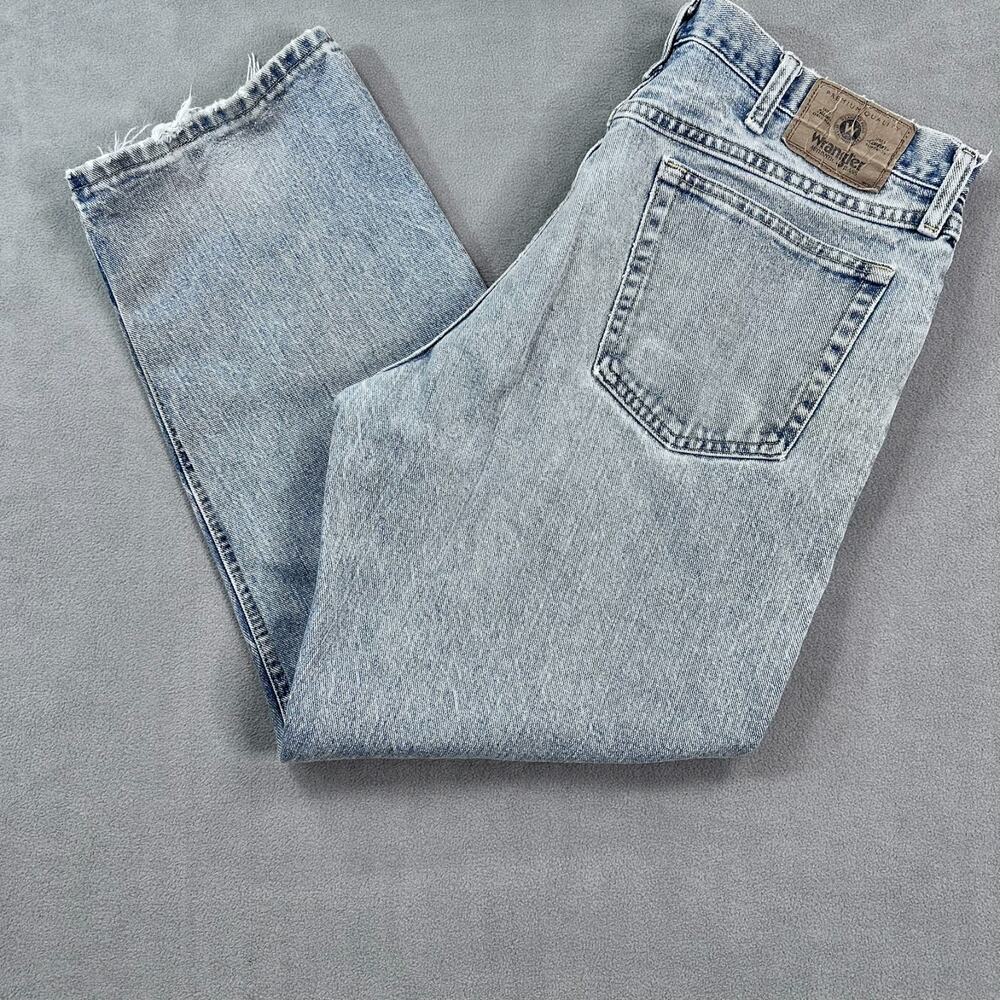 Mens Vintage Wrangler Relaxed Fit Jeans 36x29 Light Wash 90s y2k
